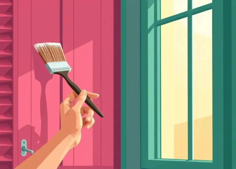 Mise en peinture au pinceau de volets et d'encadrements en bois